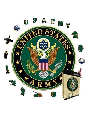U.S. Army Premium Wooden Puzzle Unique Army Shaped Pieces New in Box $60 Retail